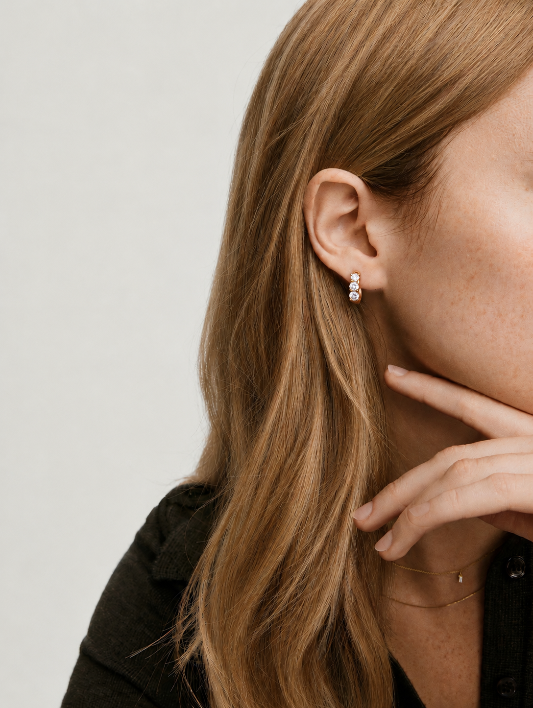 Moone LUMI TRIO DIAMOND HUGGIES with lab-grown diamonds