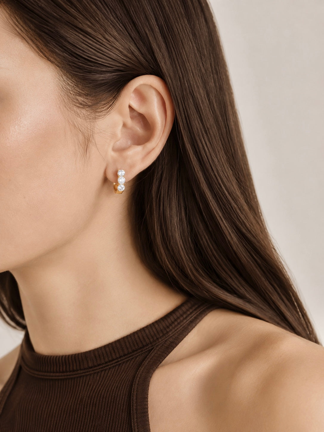 Moone LUMI TRIO DIAMOND HUGGIES with lab-grown diamonds
