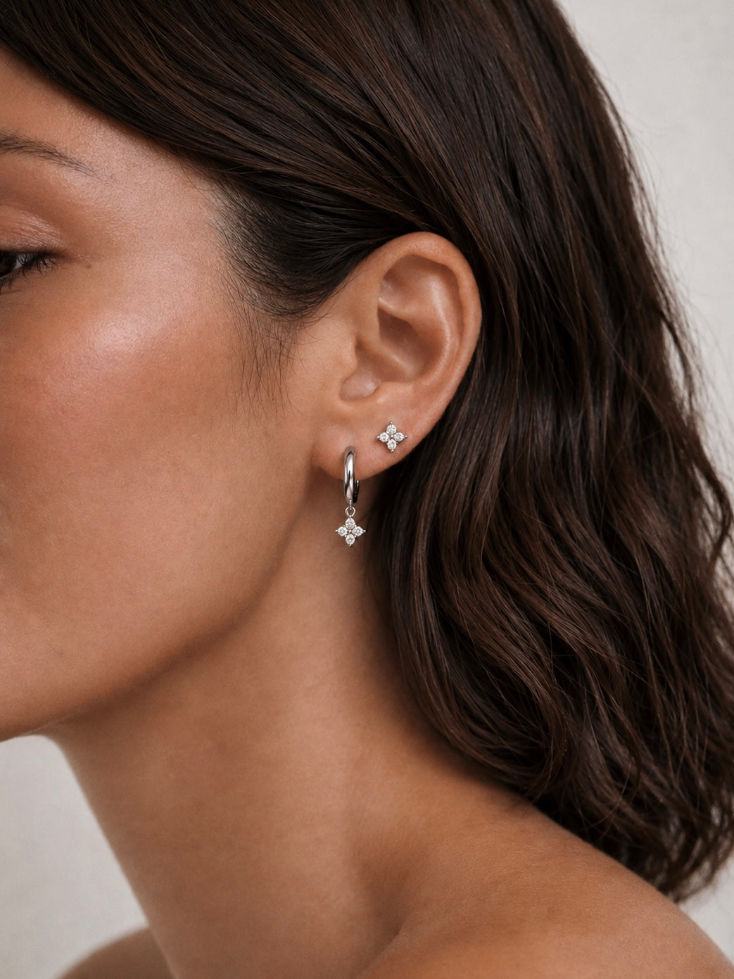 PETITE LUCKY CLOVER DIAMOND STUDS